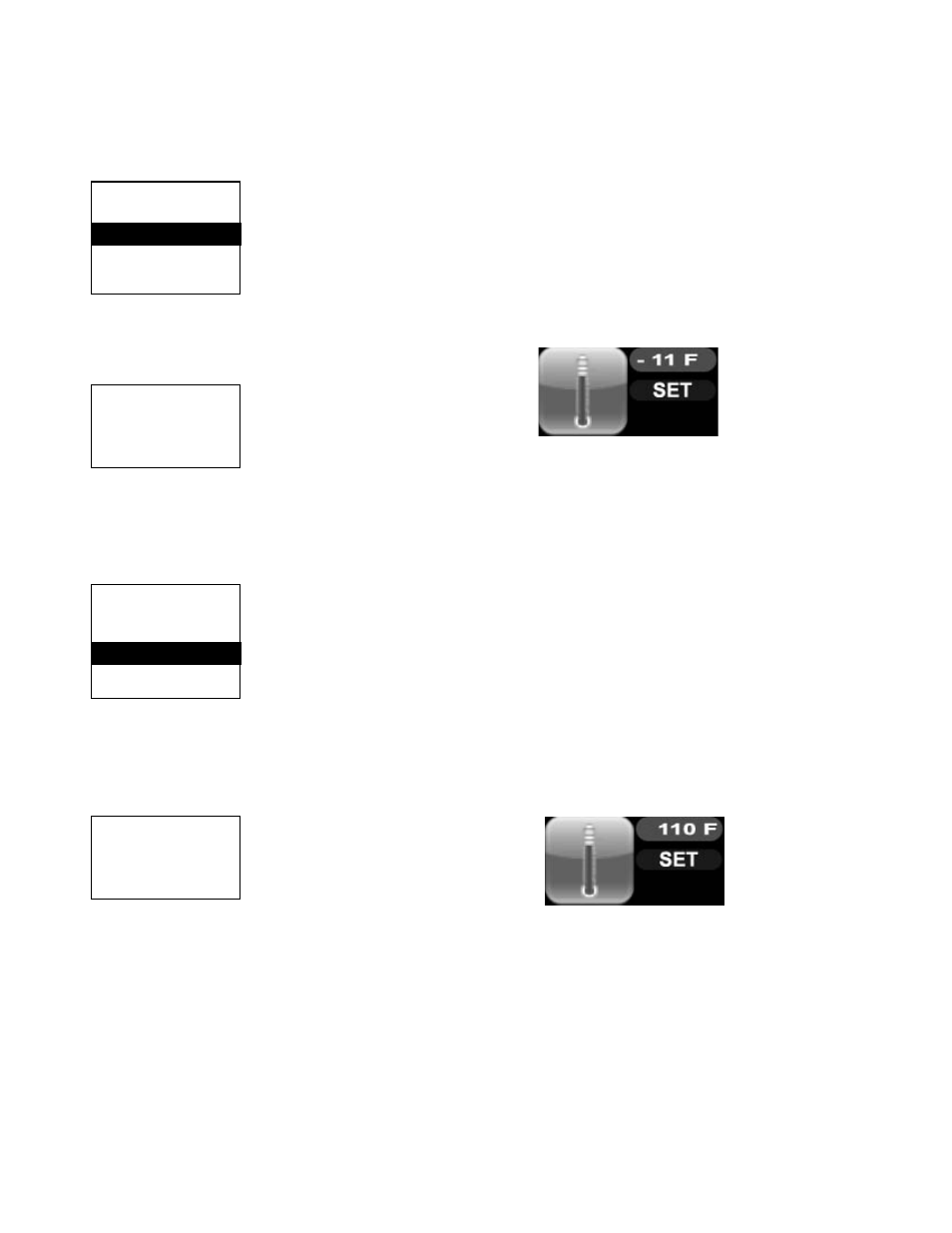 Setting autostart cold temperature threshold, Setting autostart hot temperature threshold | ScyTek Electronics Galaxy 5000RS-DBP User Manual | Page 17 / 48