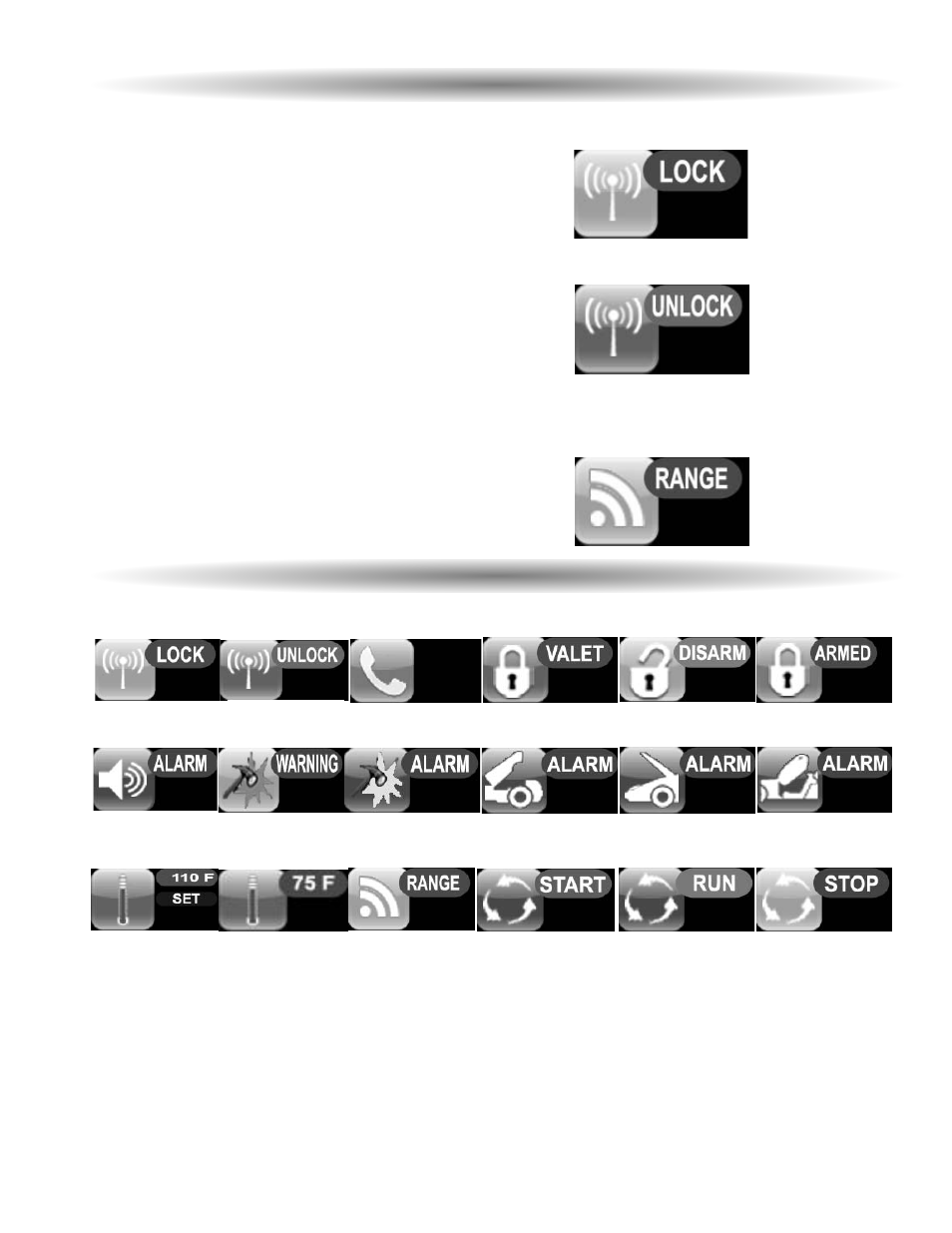 Additional function icons, Transmitter lockout, Release transmitter lockout | Out of range report | ScyTek Electronics Galaxy 5000RS-DBP User Manual | Page 21 / 48