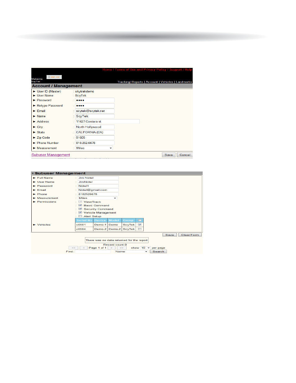 Sub user account | ScyTek Electronics SKYTRAK-3000 User Manual | Page 10 / 20