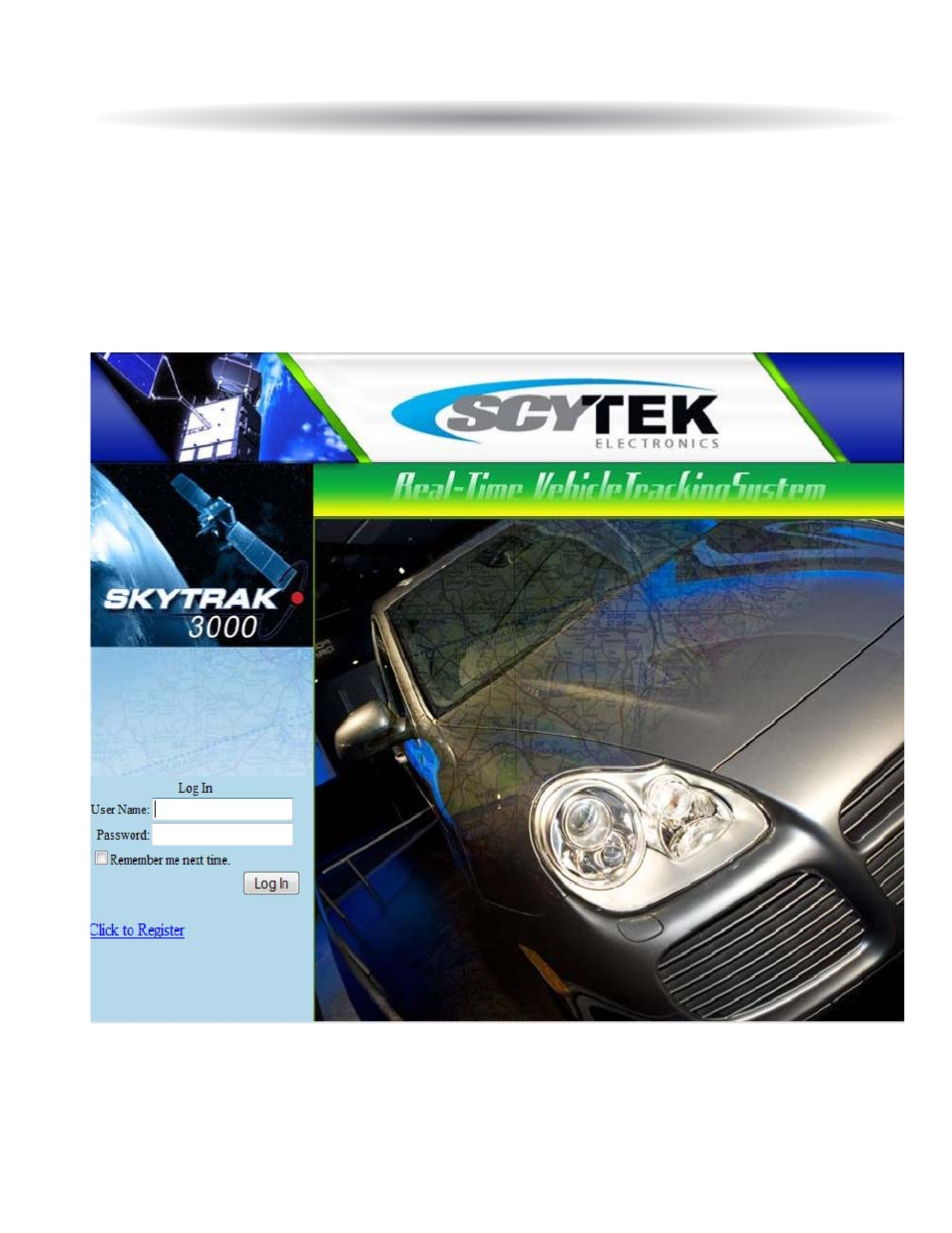 Skytrak 3000 login page | ScyTek Electronics SKYTRAK-3000 User Manual | Page 11 / 20