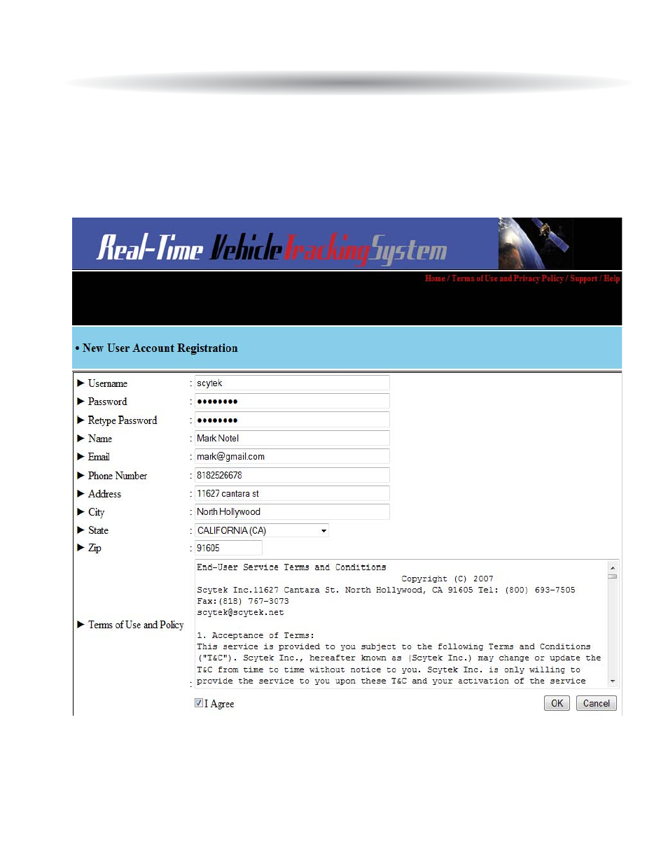 New master account registration page | ScyTek Electronics SKYTRAK-3000 User Manual | Page 7 / 20