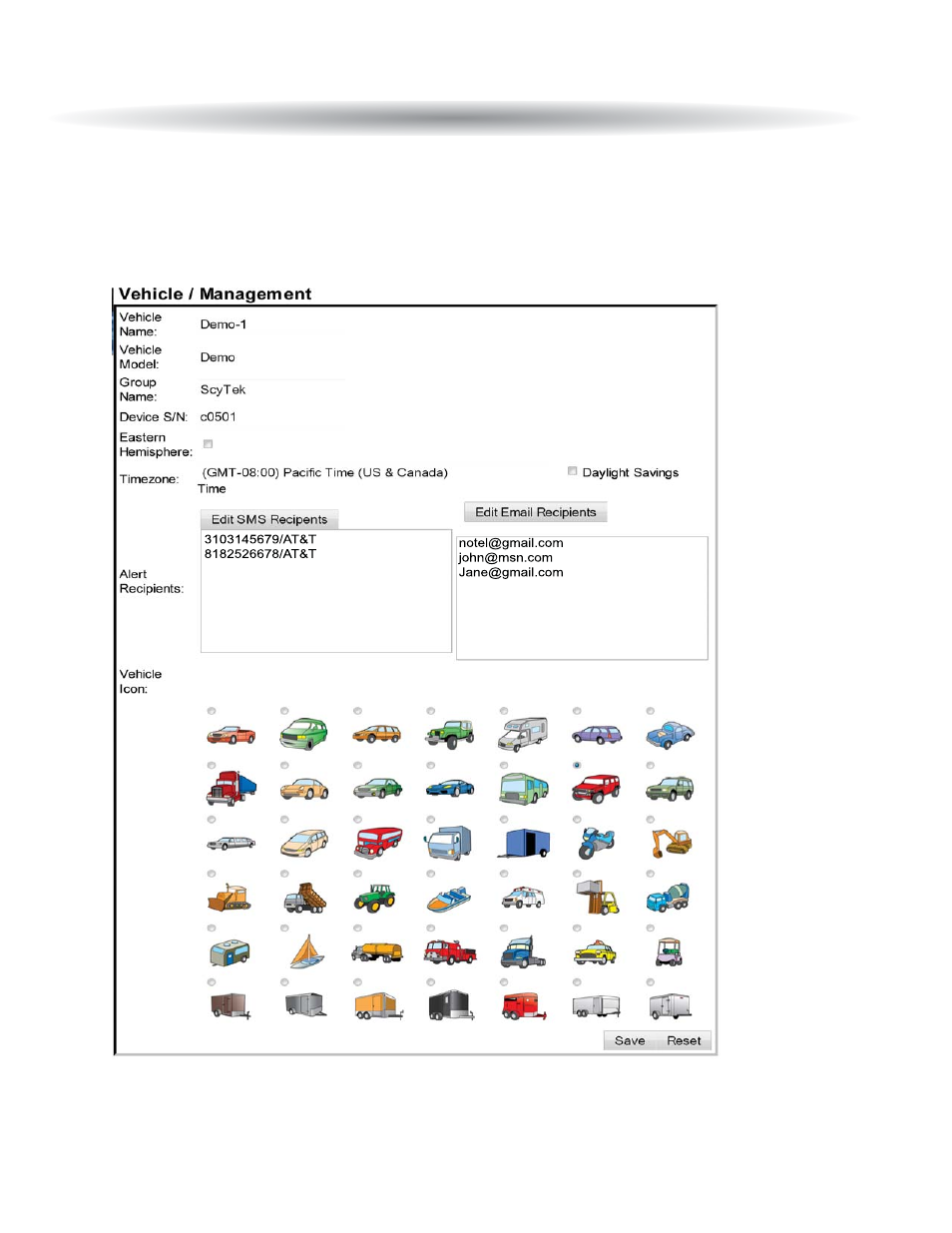 New vehicle registration page | ScyTek Electronics SKYTRAK-3000 User Manual | Page 8 / 20