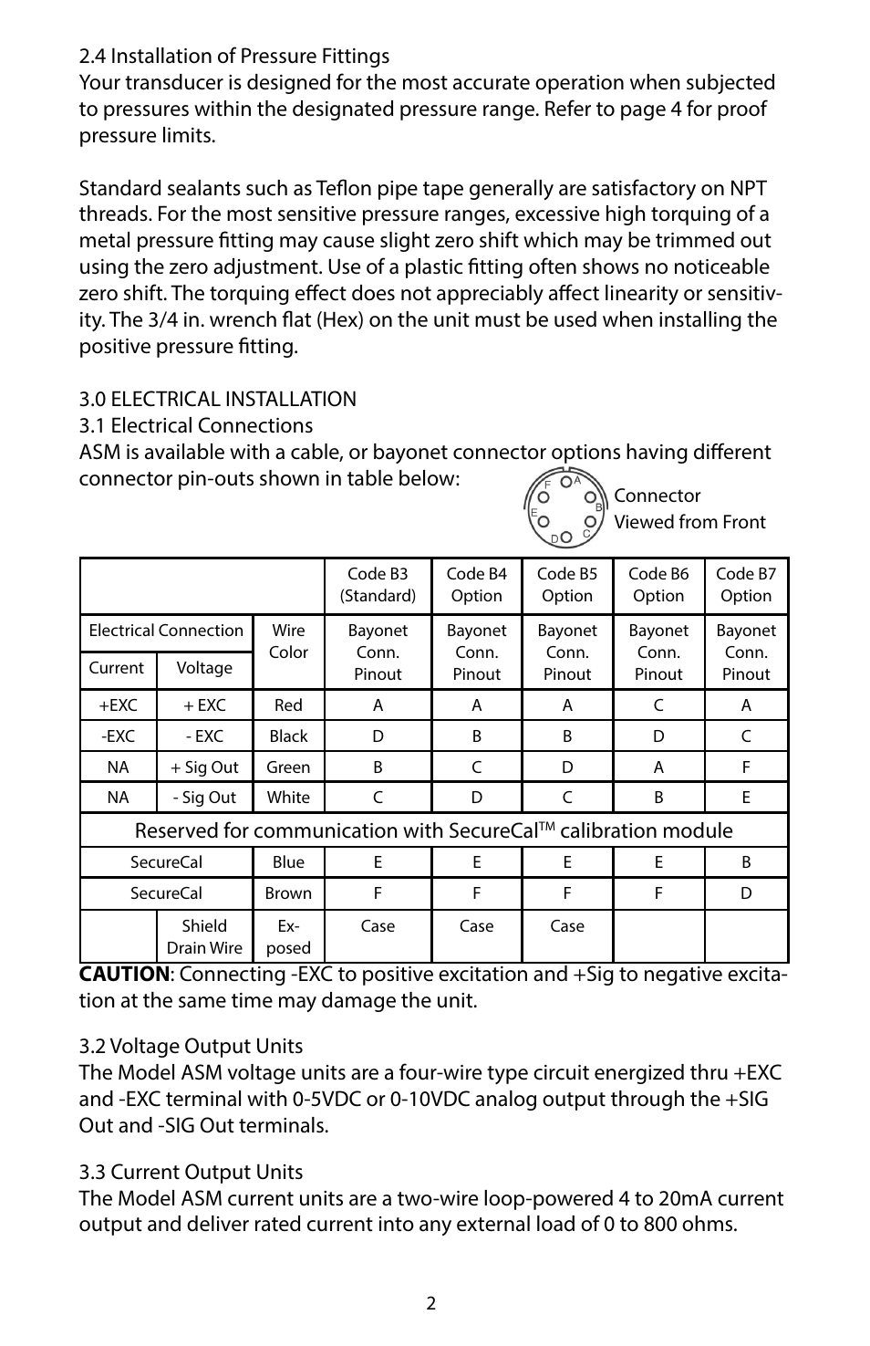 Reserved for communication with securecal, Calibration module | Setra System Model ASM User Manual | Page 2 / 8
