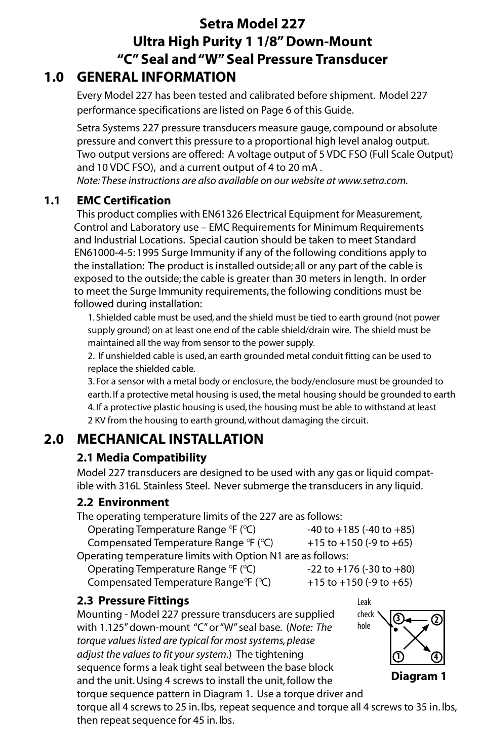 Setra System Model 227 User Manual | 8 pages