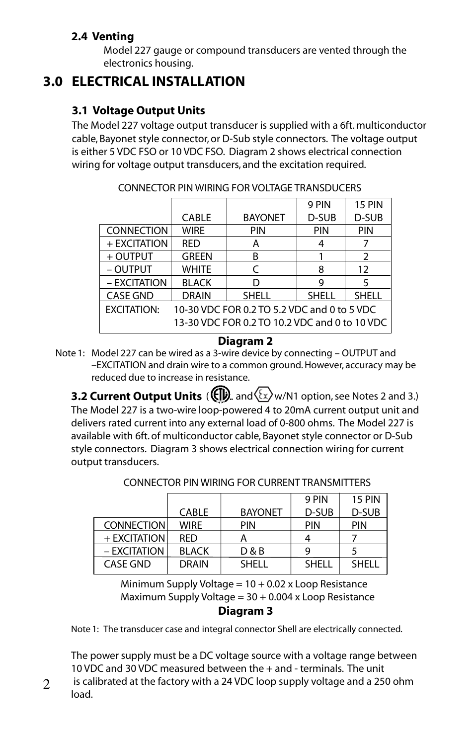 0 electrical installation | Setra System Model 227 User Manual | Page 2 / 8