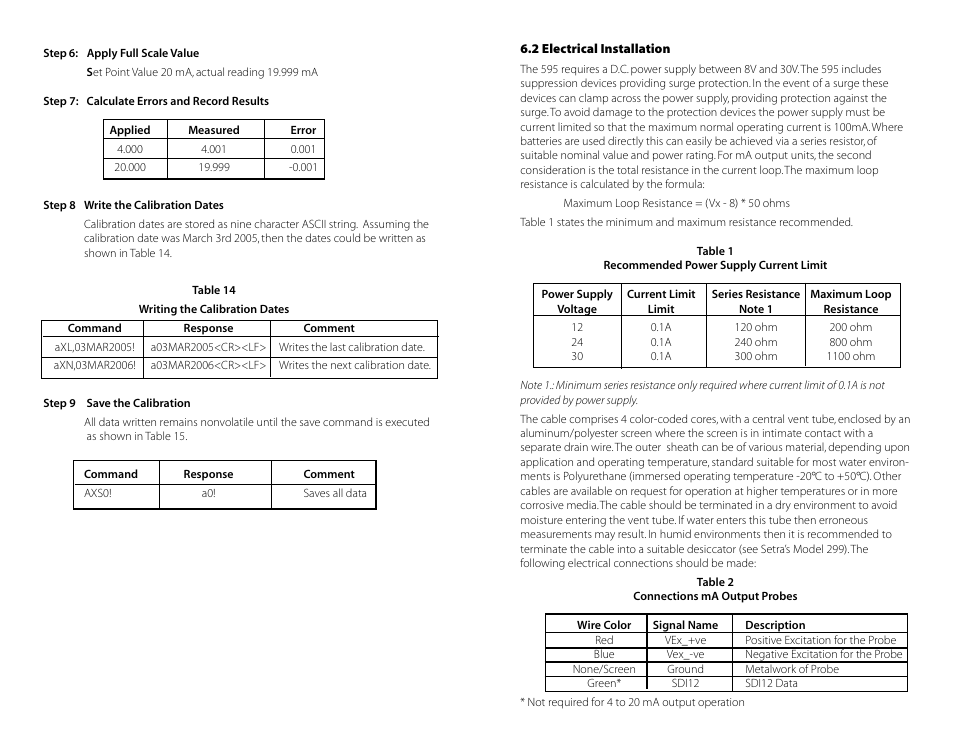 2 electrical installation | Setra System Model 595 User Manual | Page 5 / 8