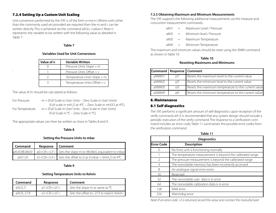 Maintenance, 1 self diagnostics | Setra System Model 595 User Manual | Page 8 / 8