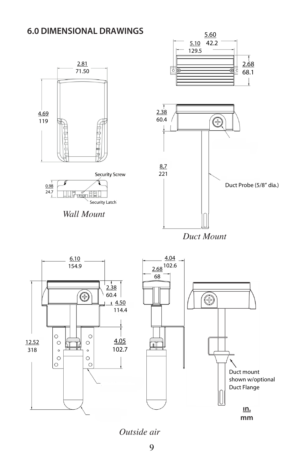 In. mm | Setra System Model SRH User Manual | Page 9 / 12