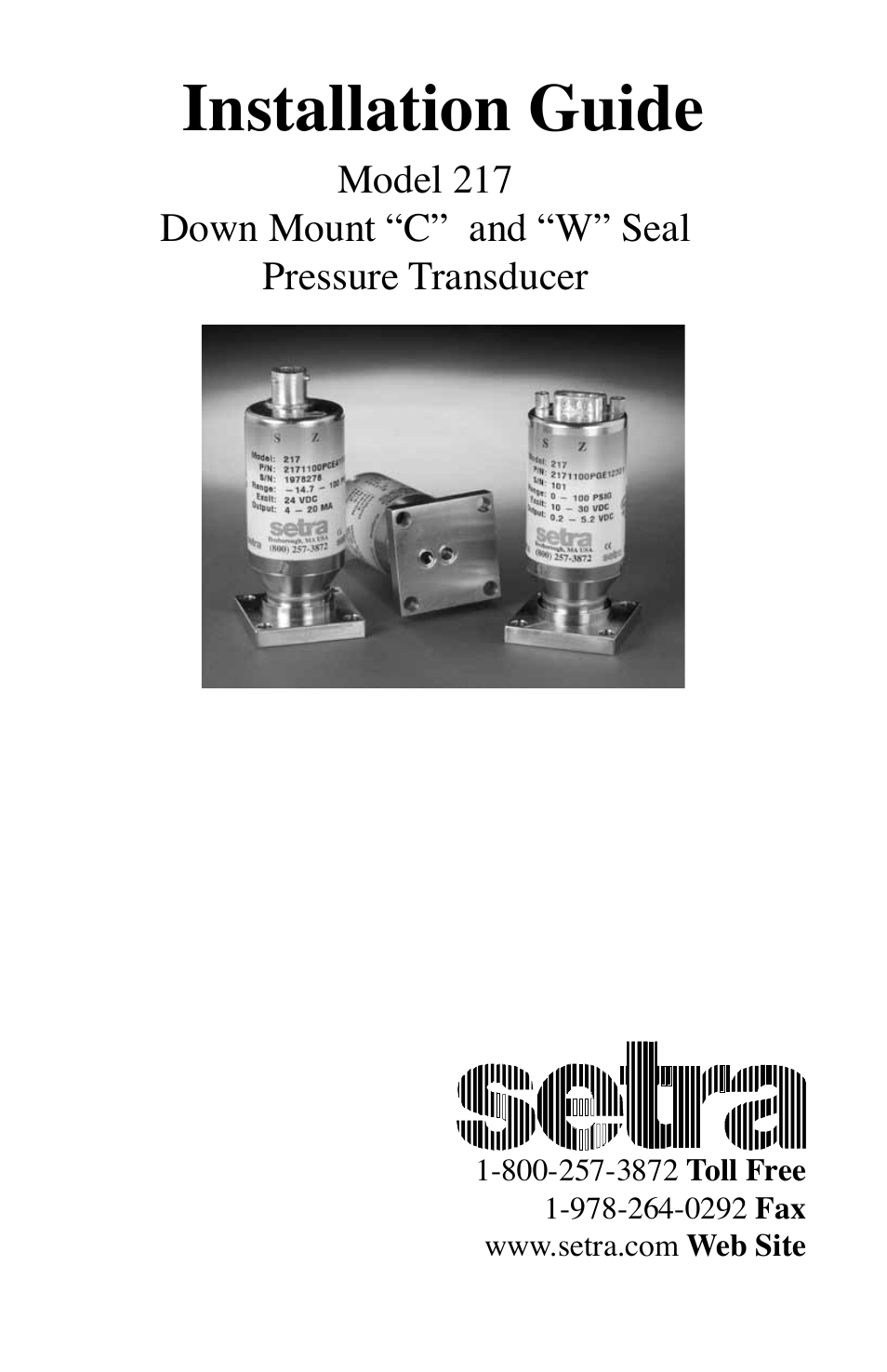 Setra System Model 217 User Manual | 8 pages