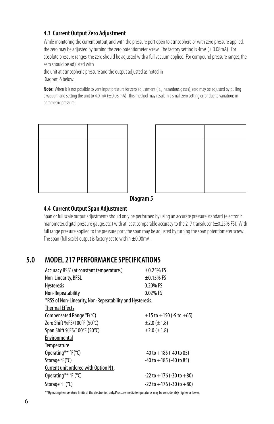 0 model 217 performance specifications | Setra System Model 217 User Manual | Page 6 / 8