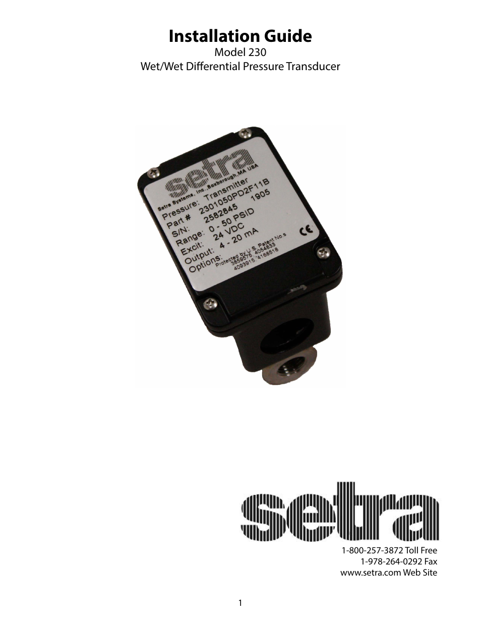 Setra System Model 230 User Manual | 12 pages