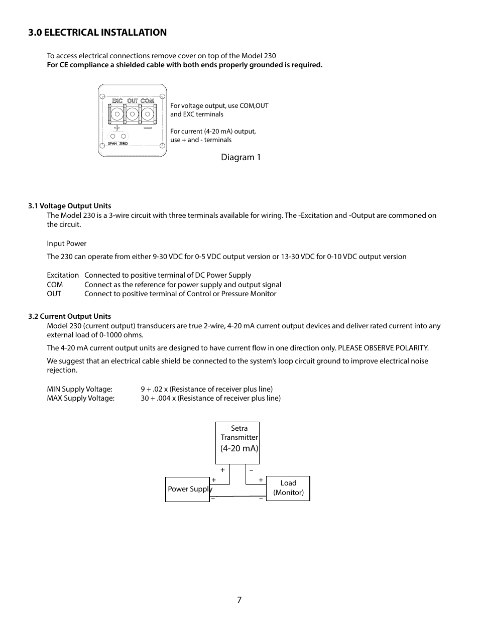 0 electrical installation | Setra System Model 230 User Manual | Page 7 / 12