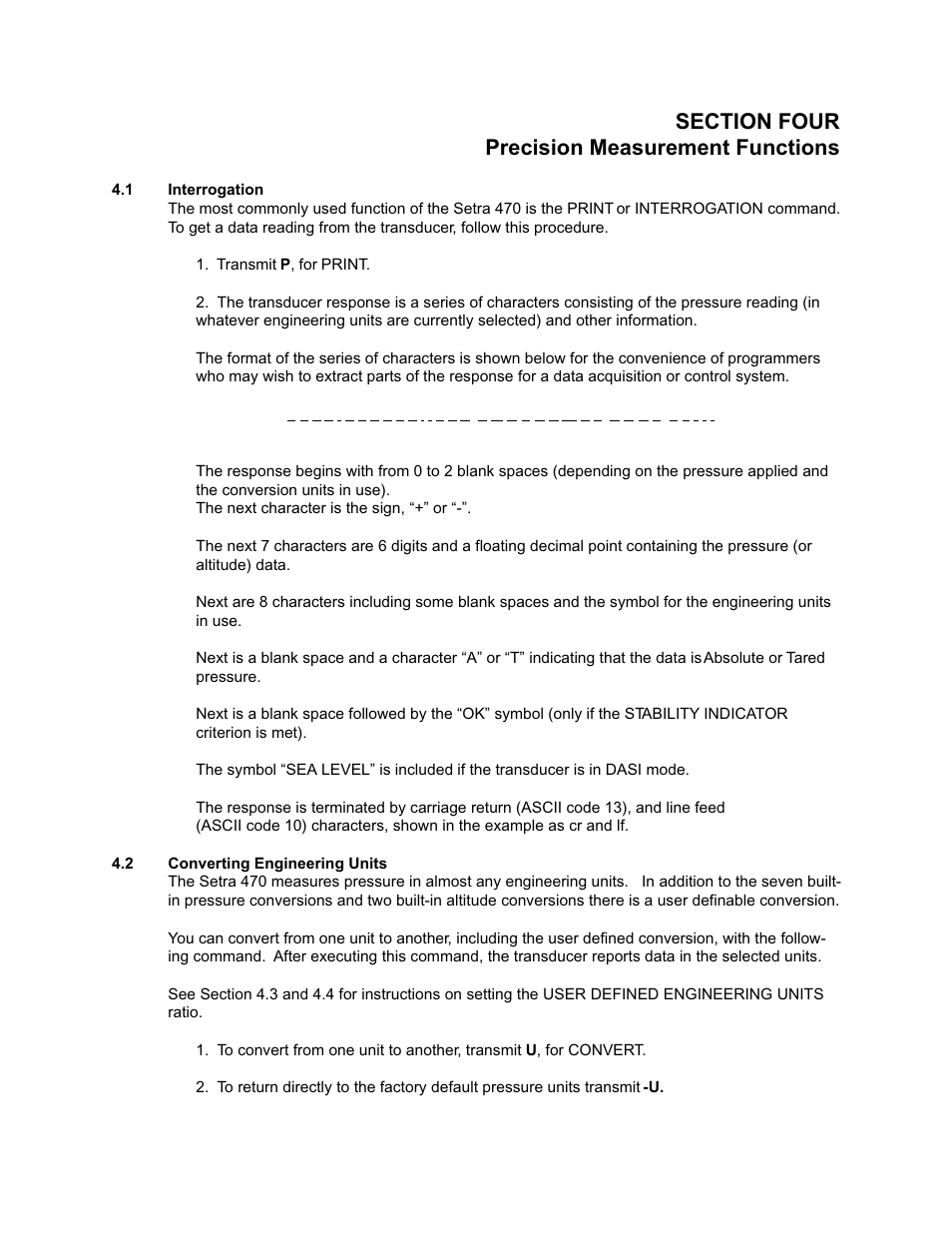 2 converting engineering units, Interrogation, Converting engineering units | Setra System Model 470 User Manual | Page 13 / 35