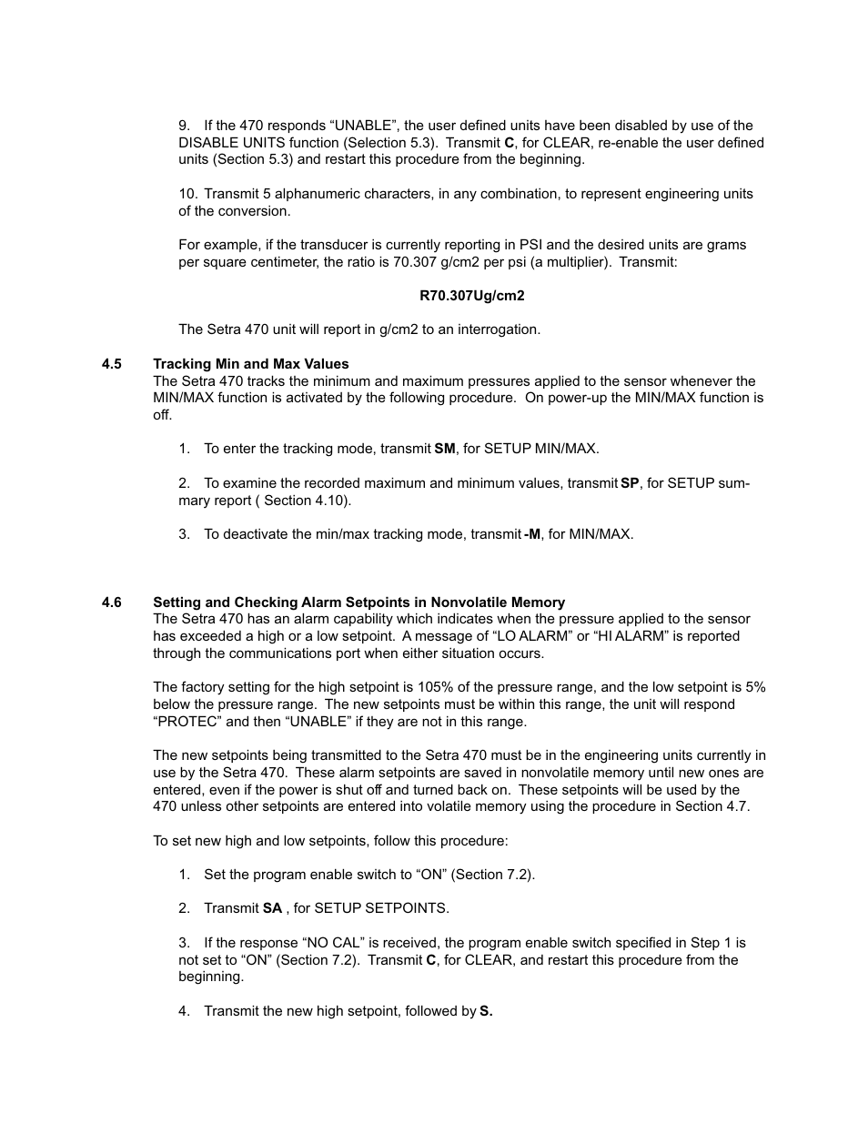 5 tracking min and max values, Tracking min and max values | Setra System Model 470 User Manual | Page 16 / 35