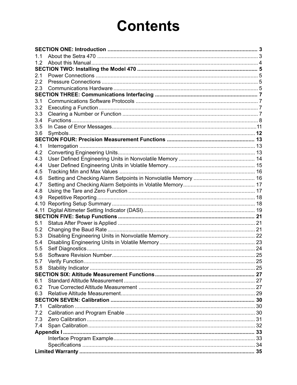 Setra System Model 470 User Manual | Page 2 / 35