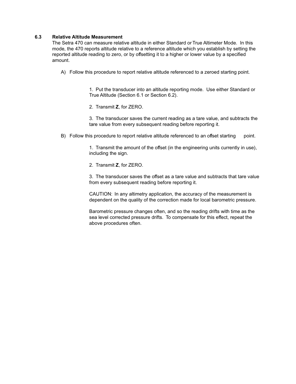 3 relative altitude measurement | Setra System Model 470 User Manual | Page 29 / 35