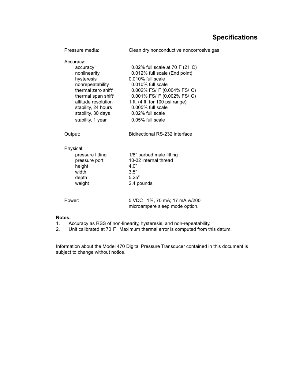 Specifications, Limited warranty | Setra System Model 470 User Manual | Page 34 / 35