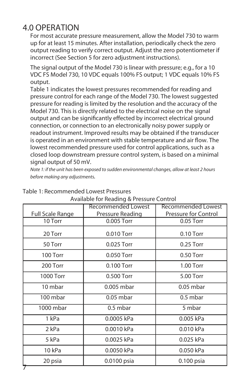 0 operation | Setra System Model 730 User Manual | Page 10 / 16