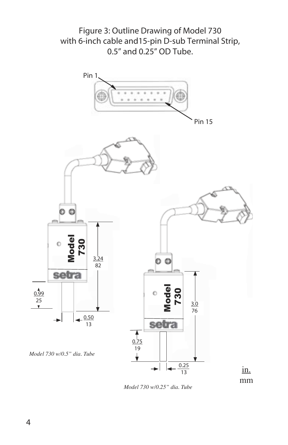 In. mm | Setra System Model 730 User Manual | Page 7 / 16