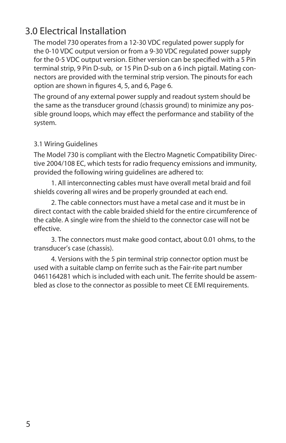 0 electrical installation | Setra System Model 730 User Manual | Page 8 / 16