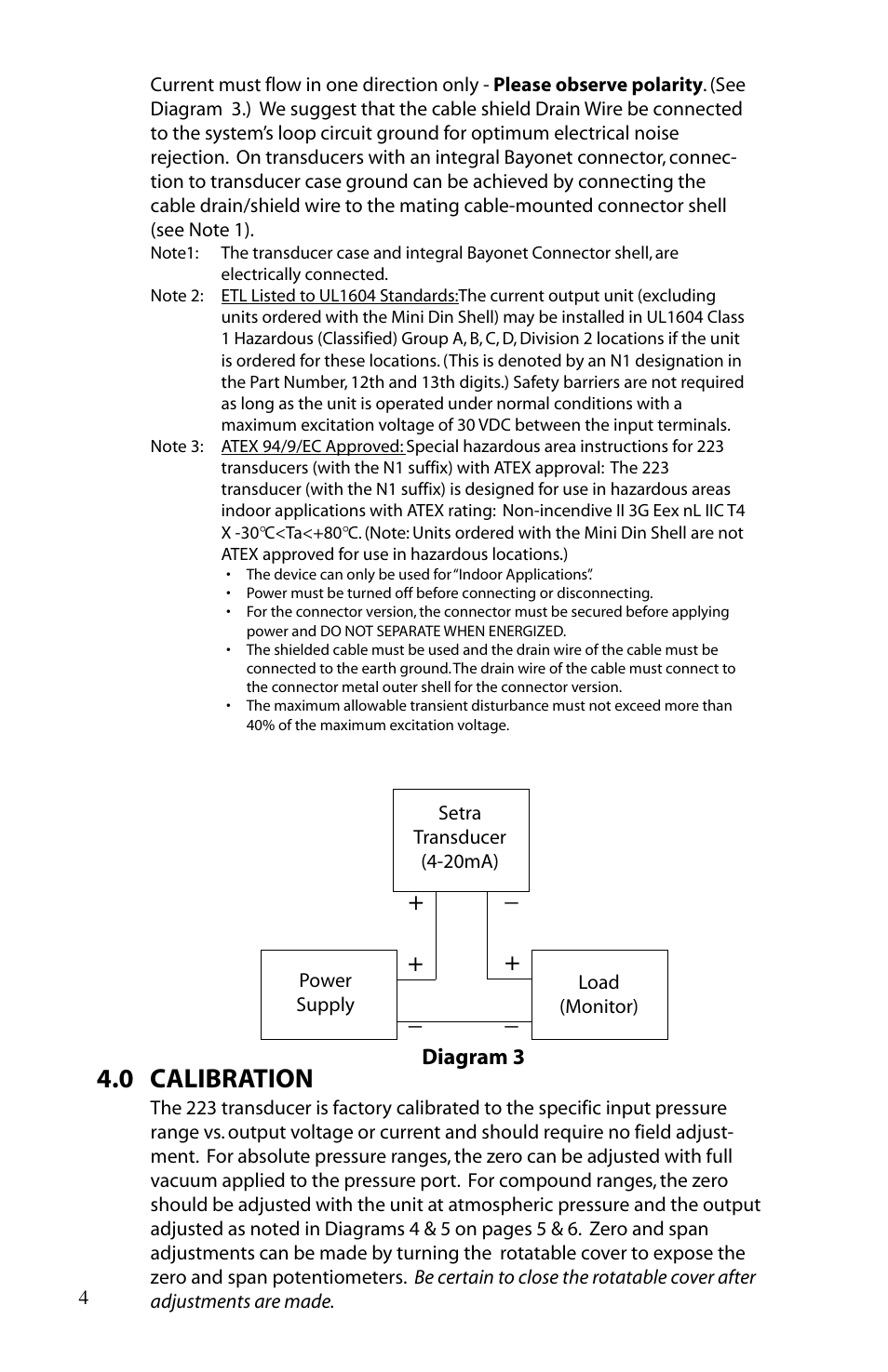0 calibration | Setra System Model 223 User Manual | Page 4 / 8