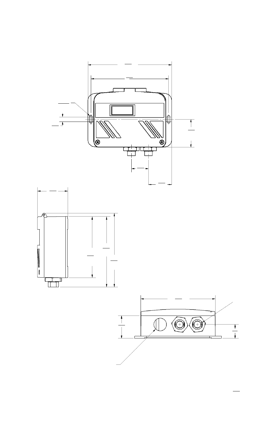 0 electrical installation, 1 electrical termination, Wiring: 2-wire , 4 to 20 ma and remote zero | Model 231 - outline drawing, In. mm front view bottom view side view figure 3 | Setra System Model 231 User Manual | Page 7 / 12
