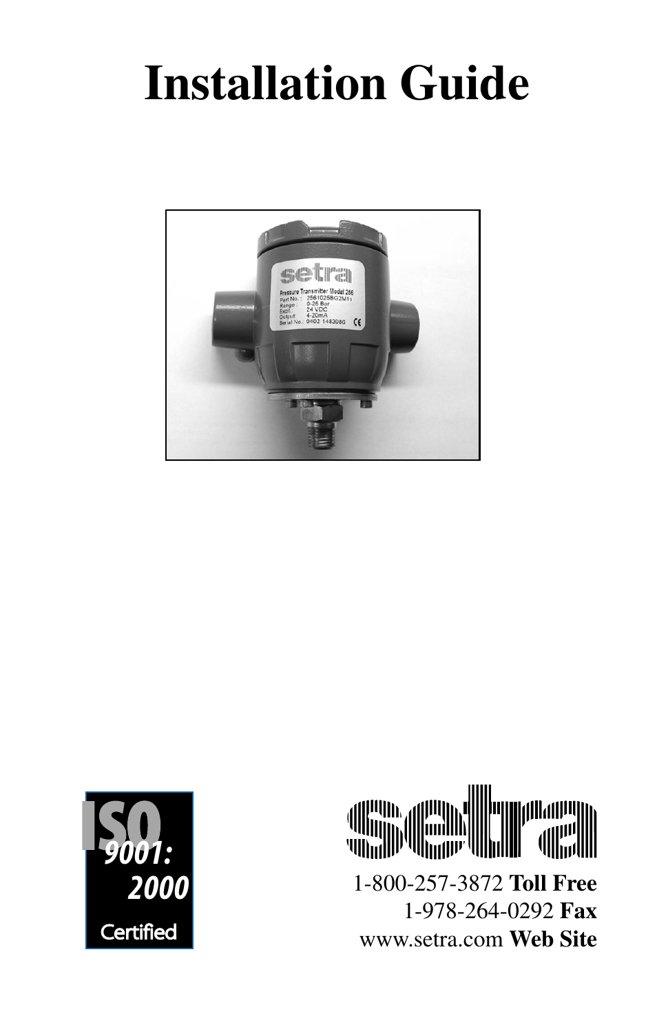 Setra System Model 256 User Manual | 8 pages