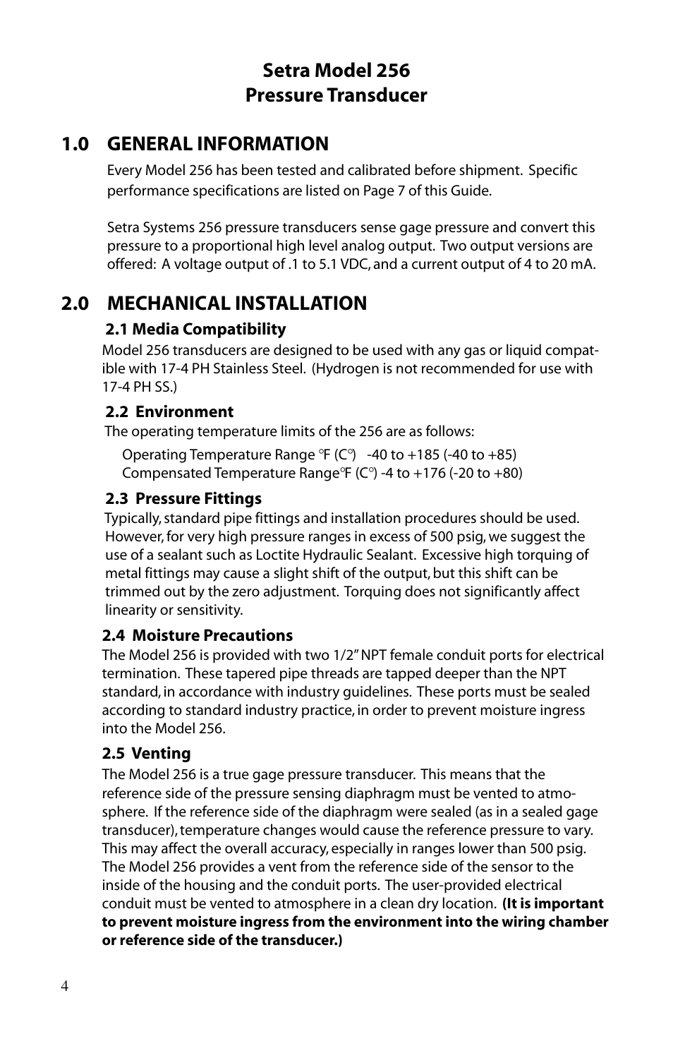 0 mechanical installation | Setra System Model 256 User Manual | Page 4 / 8