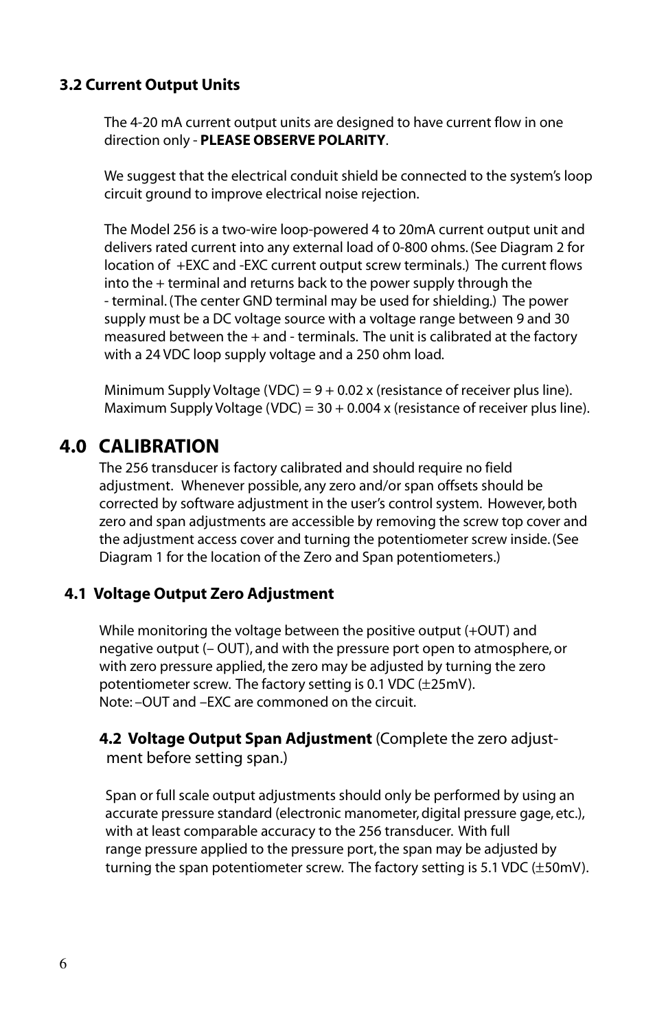 0 calibration | Setra System Model 256 User Manual | Page 6 / 8