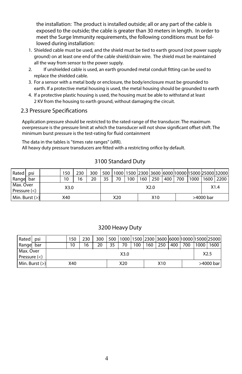3 pressure specifications | Setra System Model 3200 User Manual | Page 4 / 8