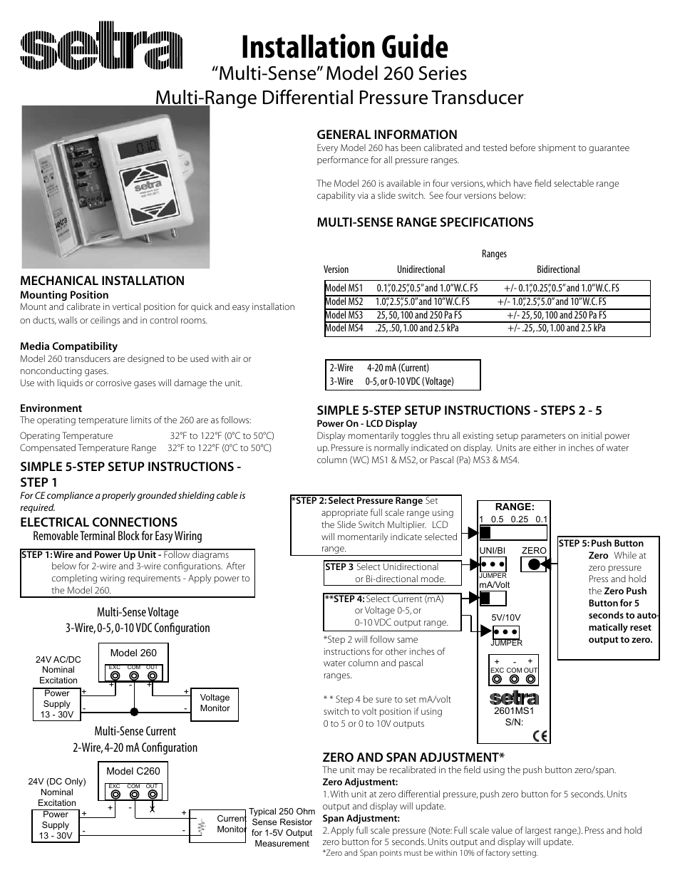 Setra System 260 User Manual | 2 pages