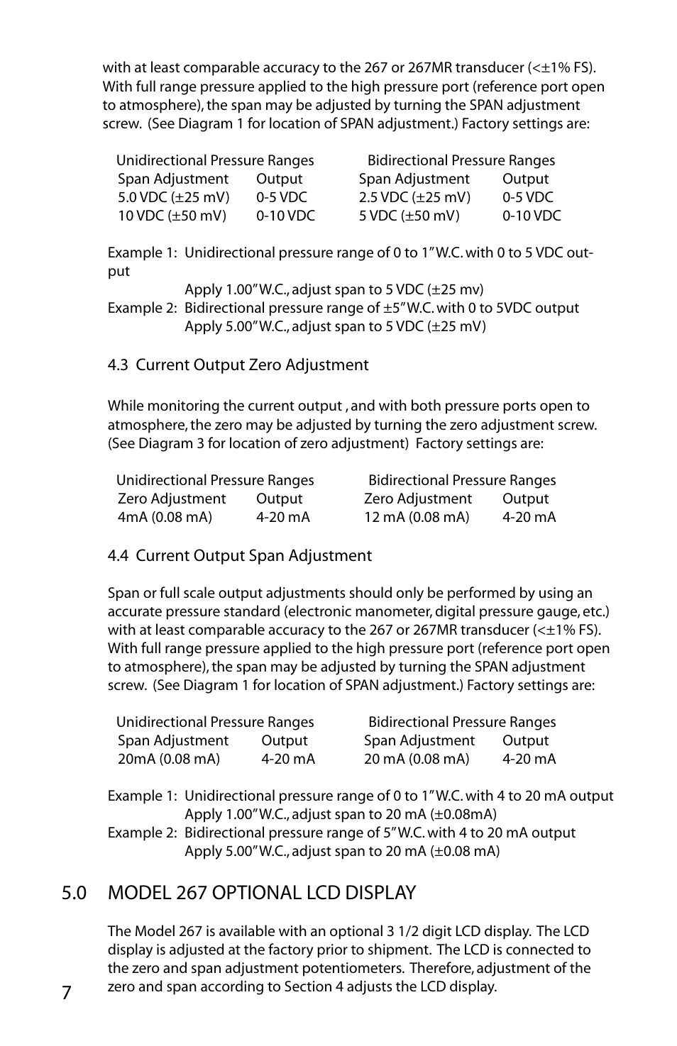 0 model 267 optional lcd display | Setra System 267MR User Manual | Page 10 / 14