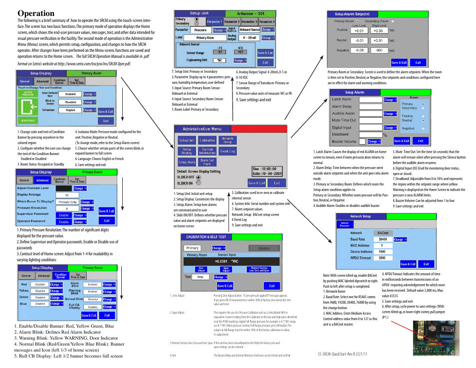 Operation | Setra System SRCM User Manual | Page 2 / 2