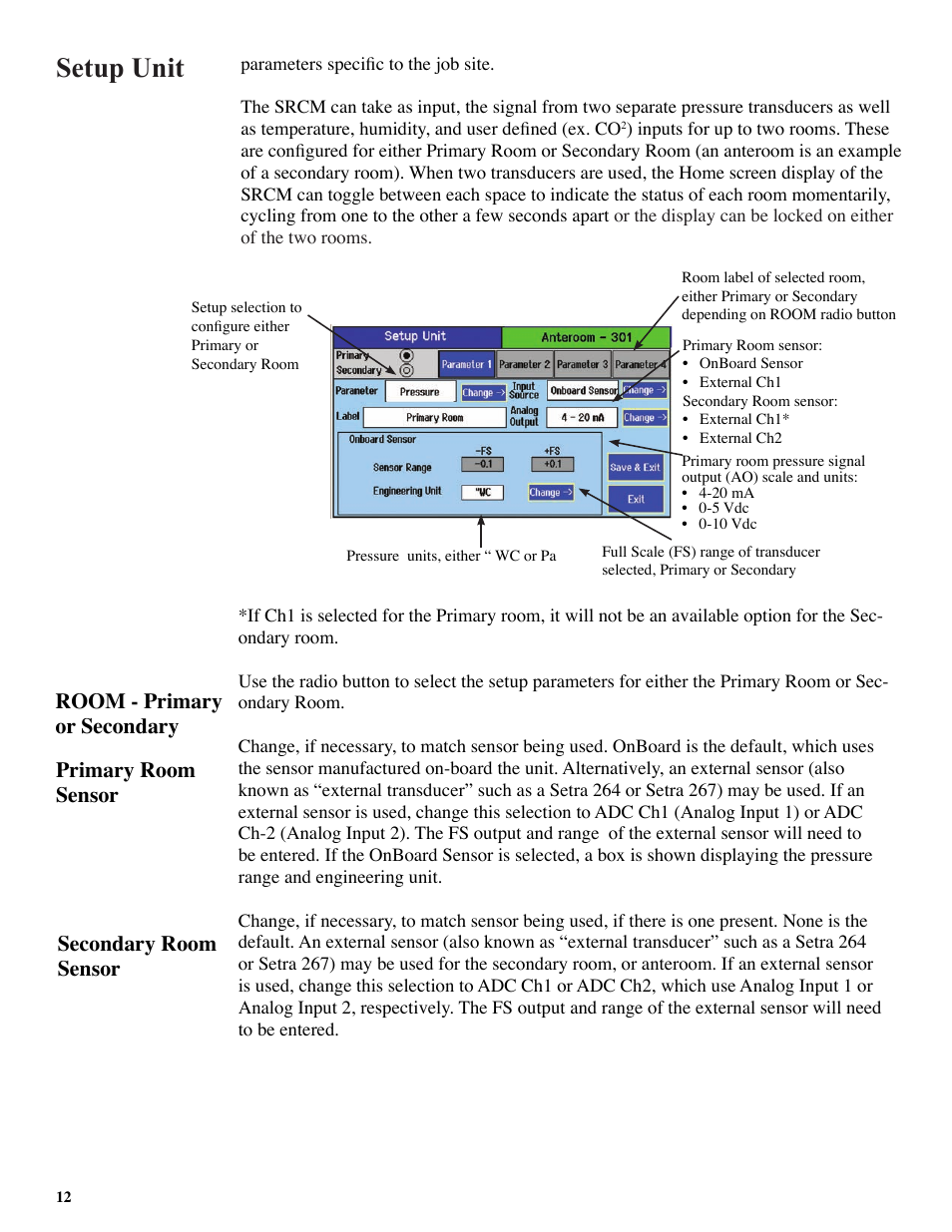 Setup unit | Setra System SRCM User Manual | Page 12 / 43