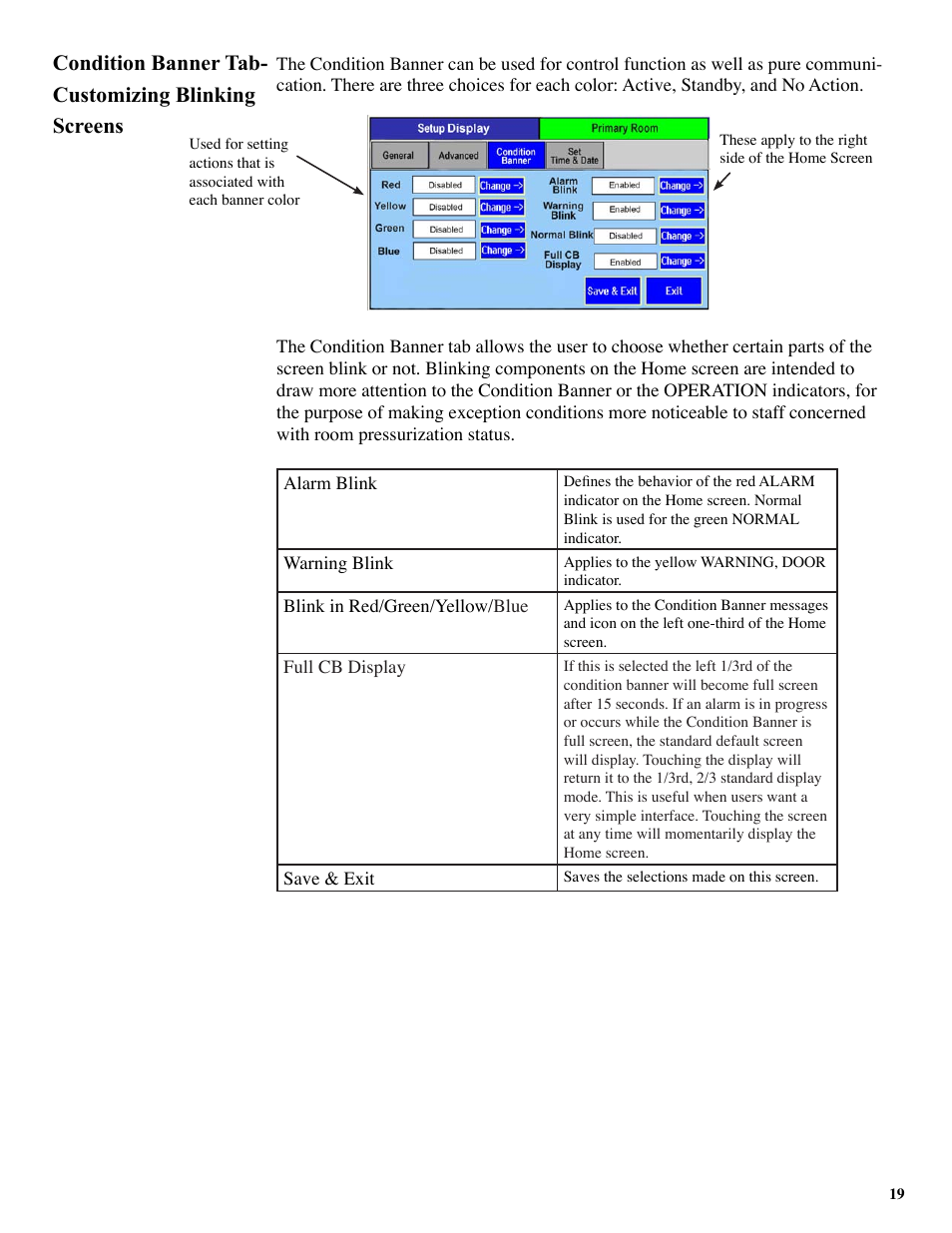 Condition banner tab- customizing blinking screens | Setra System SRCM User Manual | Page 19 / 43