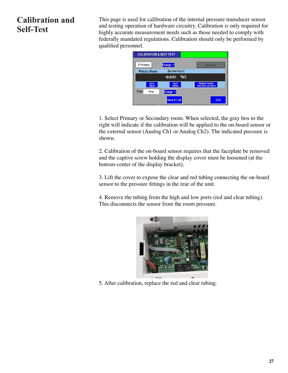Calibration and self-test | Setra System SRCM User Manual | Page 27 / 43