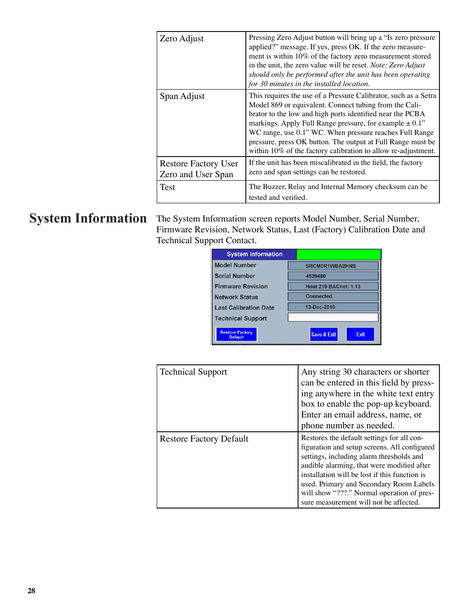 System information | Setra System SRCM User Manual | Page 28 / 43