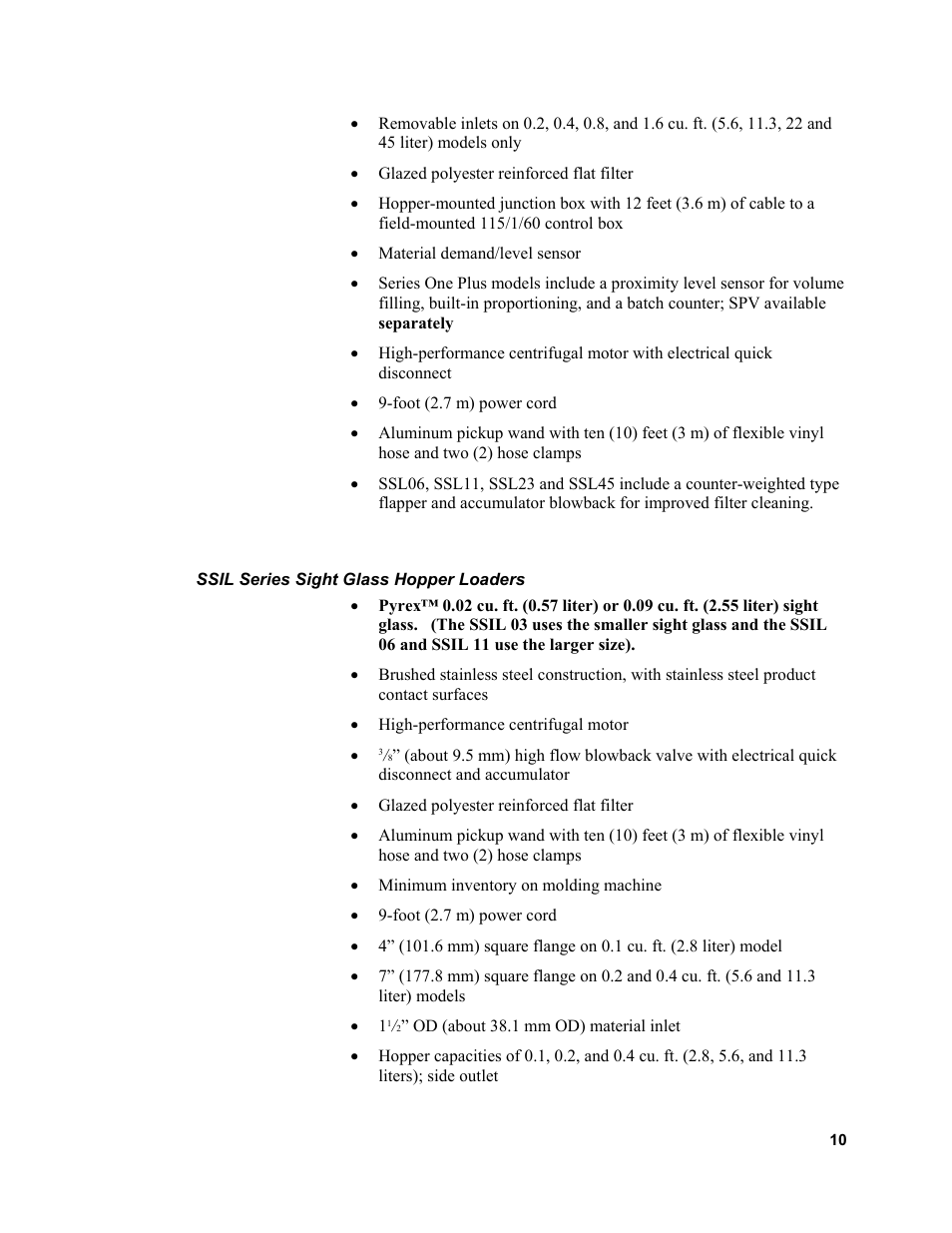 Sterlco SSL and SSIL Series Hopper Loaders User Manual | Page 10 / 69