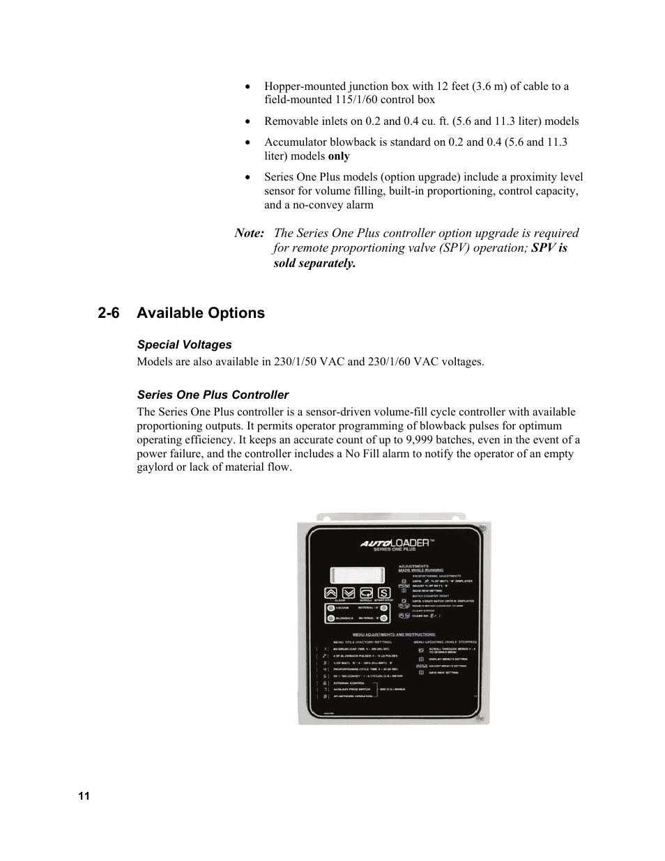 6 available options | Sterlco SSL and SSIL Series Hopper Loaders User Manual | Page 11 / 69