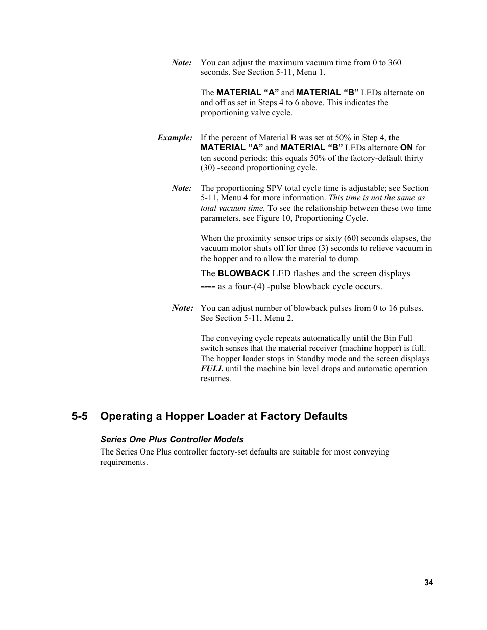 5 operating a hopper loader at factory defaults | Sterlco SSL and SSIL Series Hopper Loaders User Manual | Page 34 / 69