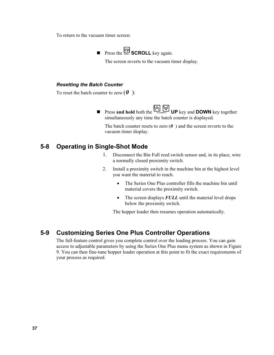 8 operating in single-shot mode | Sterlco SSL and SSIL Series Hopper Loaders User Manual | Page 37 / 69