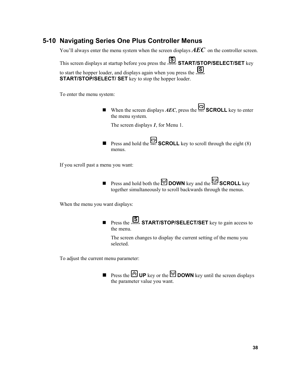 10 navigating series one plus controller menus | Sterlco SSL and SSIL Series Hopper Loaders User Manual | Page 38 / 69