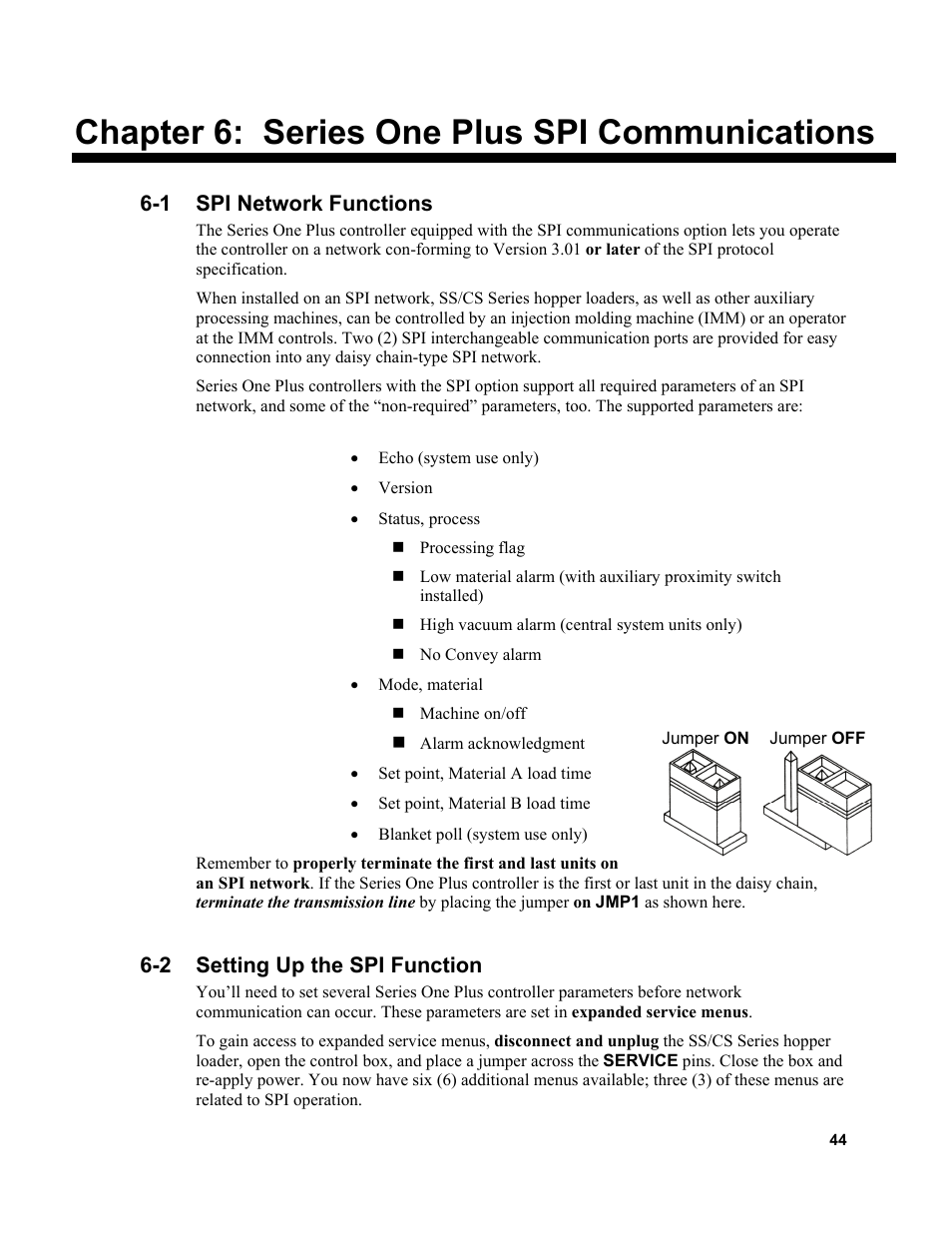 Chapter 6: series one plus spi communications | Sterlco SSL and SSIL Series Hopper Loaders User Manual | Page 44 / 69