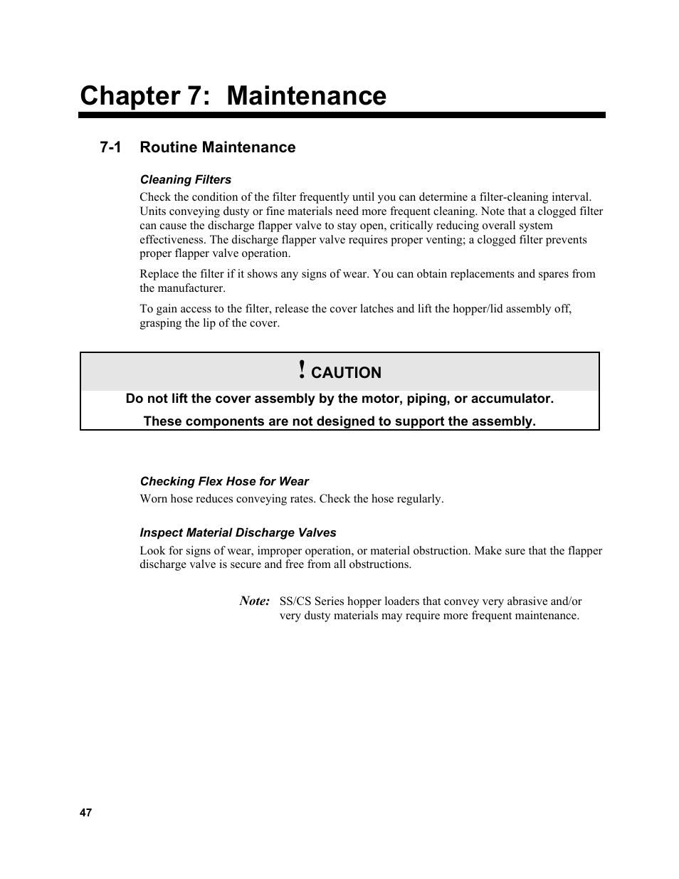 Chapter 7: maintenance | Sterlco SSL and SSIL Series Hopper Loaders User Manual | Page 47 / 69