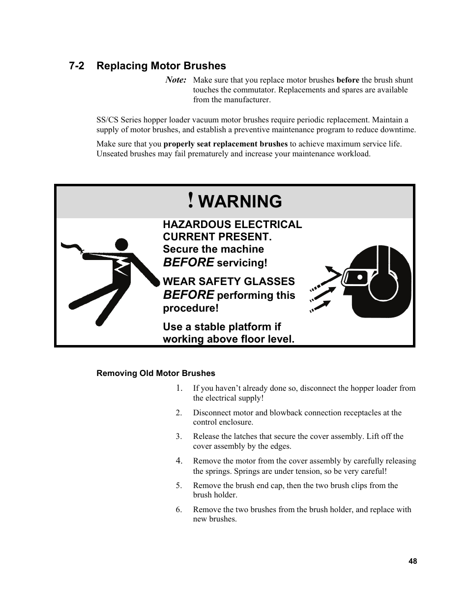 Warning, Before | Sterlco SSL and SSIL Series Hopper Loaders User Manual | Page 48 / 69