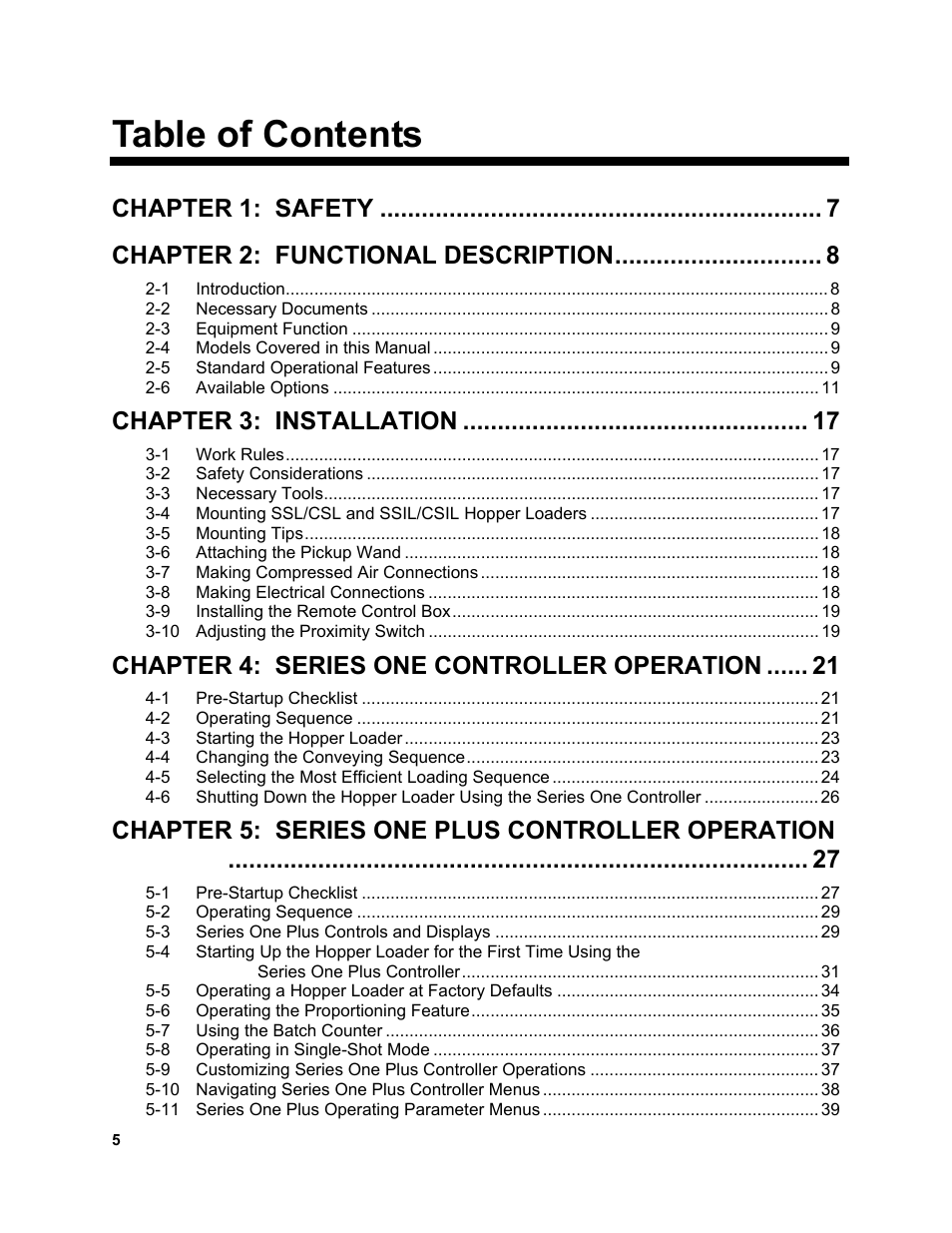 Sterlco SSL and SSIL Series Hopper Loaders User Manual | Page 5 / 69