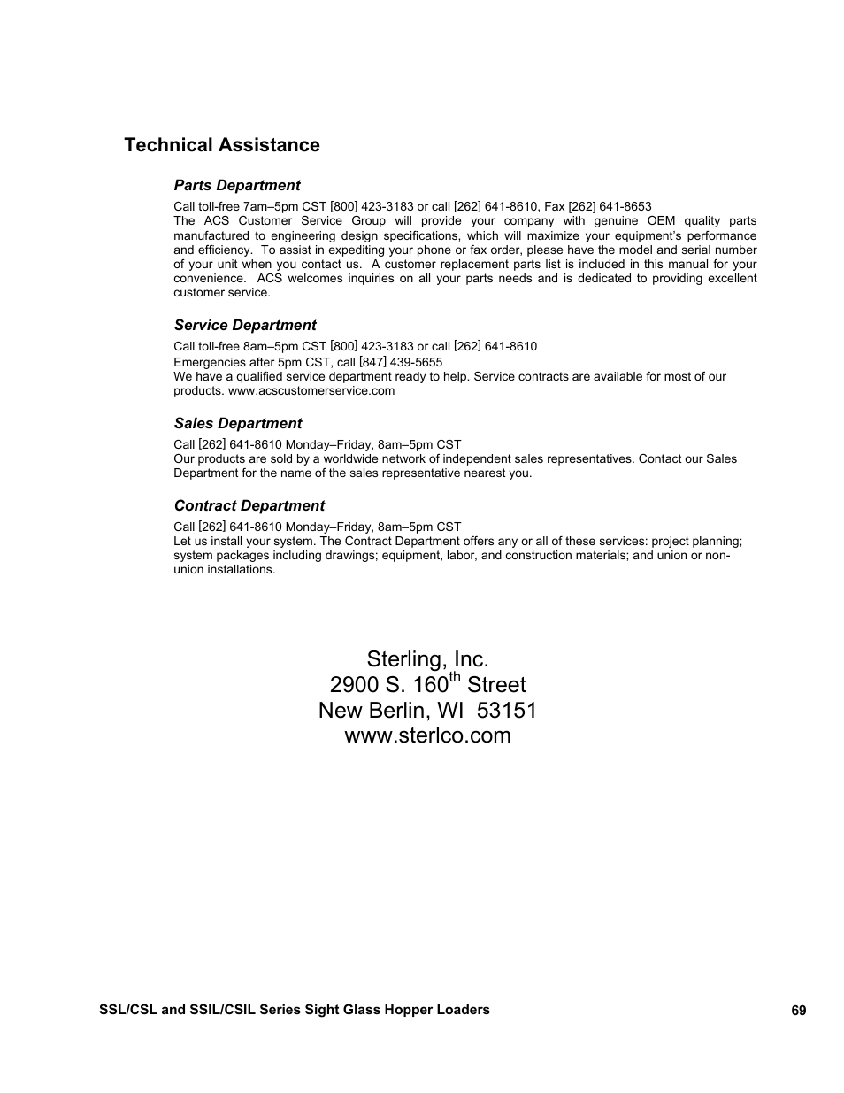 Sterlco SSL and SSIL Series Hopper Loaders User Manual | Page 69 / 69