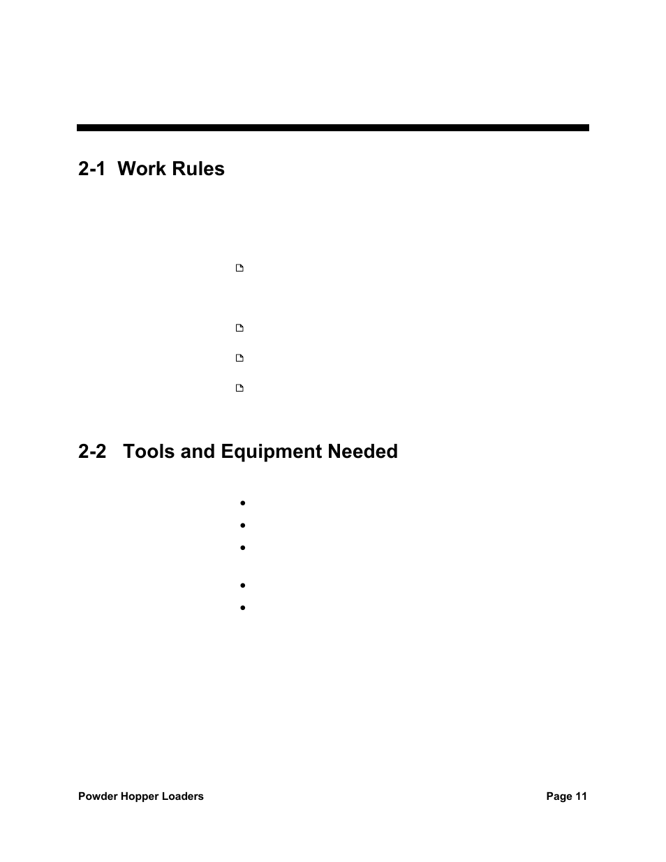 2 safety, 1 work rules, 2 tools and equipment needed | Sterlco SPL Series Powder Hopper Loader User Manual | Page 11 / 43