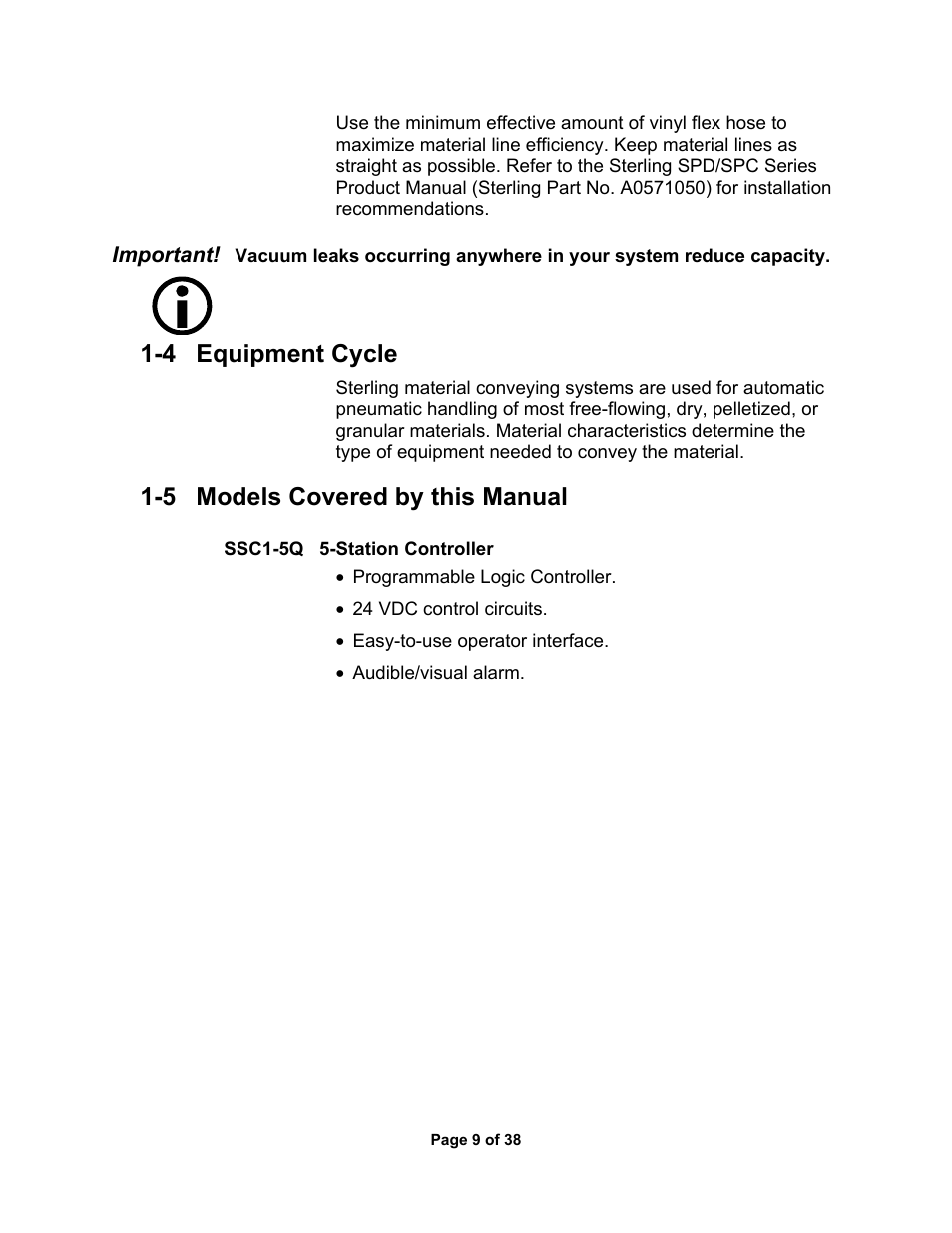 5 models covered by this manual, 2 safety | Sterlco SSC Conveying Systems User Manual | Page 10 / 39