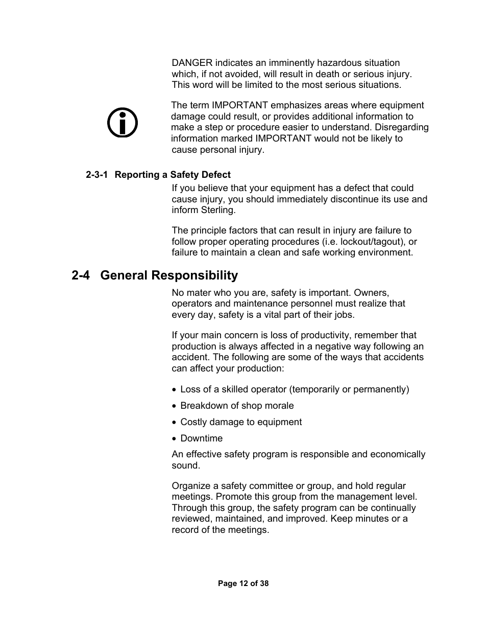 5 operator responsibility | Sterlco SSC Conveying Systems User Manual | Page 13 / 39